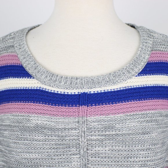 FREE FOR ALL Womens Gray Striped Knit Sweater LARGE - Picture 3 of 4